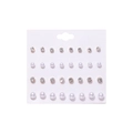 Set of 12 pairs of golden stud earrings with sparkling crystals and white pearls - 12 Pairs Rhinestone Faux Pearl Set (E0412-1)