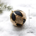 8cm black Christmas ornament ball with elegant gold lace details and a hanging loop - Black Gold Lace Ball