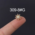 Miniature sunburst helix stud earring with synthetic opal and gold plating - Zirconia Sunflower Style (309-8#G) / Gold