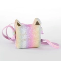 Bolso bandolera de lentejuelas arcoíris para niñas con lindas orejas de gato bordadas - Estilo de lentejuelas / Arcoíris