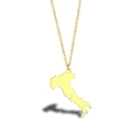 Polished gold Italy map necklace featuring a minimalist heart cutout on a fine metal chain - Italy - Gold