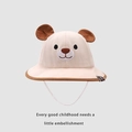 Dettaglio di un cappello da sole beige in cotone per bambini con orecchie da orso - 50cm/1-3 Anni / Beige