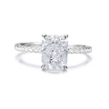 Luxe S925 zilveren ring met 2ct radiant geslepen zirkoon en zijstenen bezetting - US 6 / Witte Zirkonia