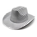 Silver metallic disco cowboy hat with black checkered pattern and classic wide brim - Without Windproof Rope / Silver