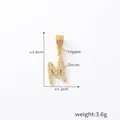 Cursive letter M pendant in 18k gold plated copper with micro-set zircon stones - Letter M
