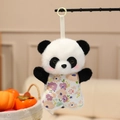 Cute panda plush toy in floral dress with hanging hook and pink cheek details - Panda