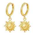 Detailed view of 18K gold plated stainless steel sun pendants with a polished finish - Small Sun (MS-623) / Gold