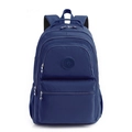 Fashionable dark blue Oxford cloth backpack with large capacity and multiple zip pockets - Sapphire Blue