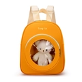 Mochila amarilla infantil con ventana redonda transparente y osito de peluche blanco - Amarillo
