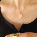 Golden stainless steel Virgo constellation necklace with white sea shell pendant - Gold Virgo