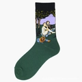 Chaussettes artistiques avec peinture à l'huile Manet en coton vert de haute qualité - Taille unique / Motif 17/Le Déjeuner sur l'herbe