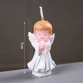 Cartoon angel birthday candle for cake decoration, praying pose with white wings, 7cm height - Angel Boy Figurine Candle / 1 Piece / Blue