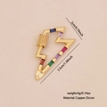 Detailed view of gold lightning bolt pendant with colorful zircon stones and dimensions - Lightning Pendant