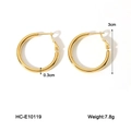 Dettaglio di orecchini a cerchio placcati oro 18K da 3cm con misure di peso e taglia - Cerchio Diametro 30mm (HC-E10119) / Oro