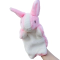 Marionnette à main lapin rose et blanc en peluche douce pour histoires interactives - Lapin rose