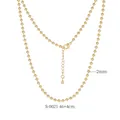 Golden round bead chain necklace with lobster clasp and adjustable 46cm length - Gold S-0021 (50cm/2mm)