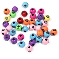 Colorful acrylic beads with number 8 pattern for DIY jewelry making and crafts - 12mm Colorful Billiards 8