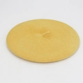 Boina clásica de fieltro de lana amarillo mostaza con forma redonda plana tradicional - M (56-58cm) / Amarillo claro
