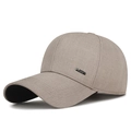 Men's outdoor leisure baseball cap in light khaki with a silver sports metal logo - Adjustable / Khaki