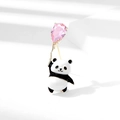 Exquisite panda enamel brooch with pink crystal gemstone balloon for suits - 303# Panda