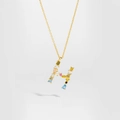S925 sterling silver letter H necklace with colorful cubic zirconia in gold finish - Gold Letter H