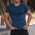 T-shirt sportiva blu slim-fit da uomo in tessuto cationico ad asciugatura rapida - S / Blu