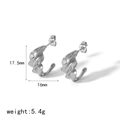 Irregular twisted C-shape stainless steel earrings in silver finish for women - Silver Style (TE6706-S)