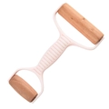 Manual wooden massage roller with pink non-slip handle for body relaxation - Double Head Rolling Pin / Pink
