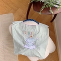 Mint green embroidered elephant tote bag with woven rope handles and oxford fabric finish - Light Grey Standing Elephant
