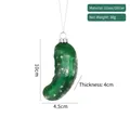 Glittery green glass cucumber pickle Christmas ornament with silver hanging string - Cucumber Ornament