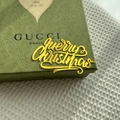 Close-up of green Paisley gift box with golden Merry Christmas 3D lettering - Gold / Extra Large / Plus Thick Style
