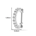 Silver stainless steel U-shape cartilage stud with cubic zirconia in 1.84cm size - Single Row Row C-Shape Style (2615-4#) / Silver