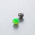 Titanium steel cartilage stud earring featuring a 4mm green opal ball and screw back ball - Fruit Green (OP68)