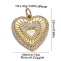Golden heart zircon pendant in copper for DIY jewelry making with dimensions shown - Cx155-01 / 18K Gold