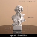Classical Greek style lyre girl statue in white resin, minimalist art decor for desk - Small Muse Lira Player Bust