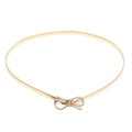 Close-up of golden elastic spring waist belt featuring a decorative metal bow clasp - No.17 Bowknot