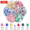 Set of 440pcs colorful googly eyes in multiple sizes and colors for DIY doll crafts - Box 3 (Mixed Multicolor 440pcs)
