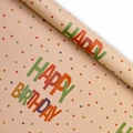 Papier kraft marron avec étoiles colorées et texte Happy Birthday imprimé - Série Anniversaire - Étoiles