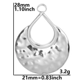Dettaglio del ciondolo a goccia martellato argento 18k con misure di peso e dimensioni esatte - Solo Ciondolo (Senza Catena) / Color Acciaio