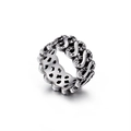 Anillo de cadena punk retro en acabado plata vieja con microcirconitas blancas - US 6 / Plata Vintage (KR44462-K)