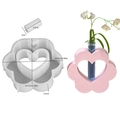 DIY heart flower resin mold set for hydroponic vase with dimensions and clear sample view - Flower Heart Vase Mold