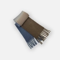 Blue-gray and brown gradient wool blend scarf with fringe tassels and soft texture - Blue Brown