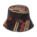 Cappello pescatore in peluche con motivi geometrici tribali marroni per il calore invernale - Jacquard Geometrico Tribale (B)