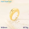 Polished 8mm gold dome ring for women made of stainless steel in sizes 6 to 9 - US 6 / Dome Polished Style (KR111553-GC) / Gold
