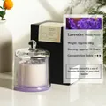 Lavender scented candle in purple wax with glass cloche and black gift box packaging - Lavender / Purple