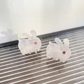 Pair of elegant white pearl acetate rabbit hair clips with pink rhinestone eyes - 2.5CM (Single) / Phantom Grey