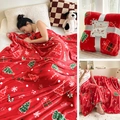 Christmas red flannel blanket with snowflakes and gift pattern for holiday decor - 70x100cm Plain Blanket / Christmas Tree