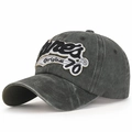 Adjustable dark grey washed cotton baseball cap with Waes Original 76 patch embroidery - Army Green