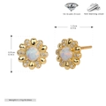 Macro view of S925 silver sunflower earrings featuring opal and 5A zircon details - White Opal - Gold