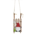 Colgante de trineo de madera DIY con gnomo de gorro rojo a lunares y copo de nieve - Gnomo de sombrero rojo